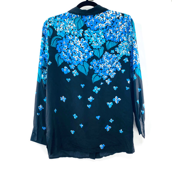 Bob Mackie Wearable Art Silk Blouse Hydrangea Beaded Vintage Style Size Small - Picture 3 of 13